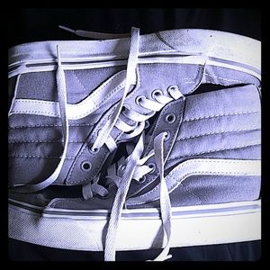 Gray sk8-hi Vans casual high tops skater shoes